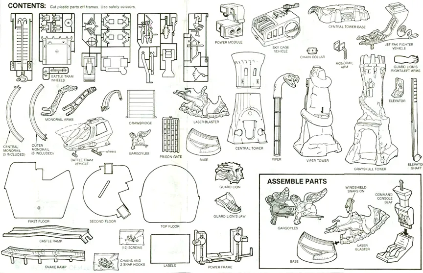 Masters of the Universe vintage Eternia Parts List